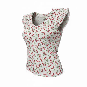 Kim & Cami Cherry Print Top Cherrycore Cottagecore Coquette Festival Medium